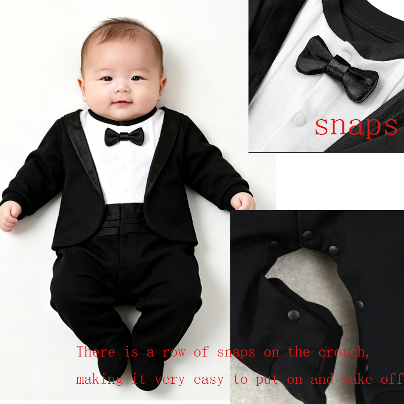 Baby Clothing Onesies - Newborn Boy Gentleman Tuxedo Footed Romper,