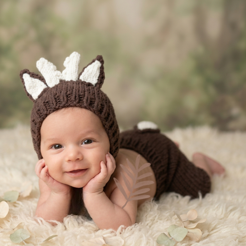 Baby Hat Beanie - 2Pcs Newborn Fawn Outfit Photography Props