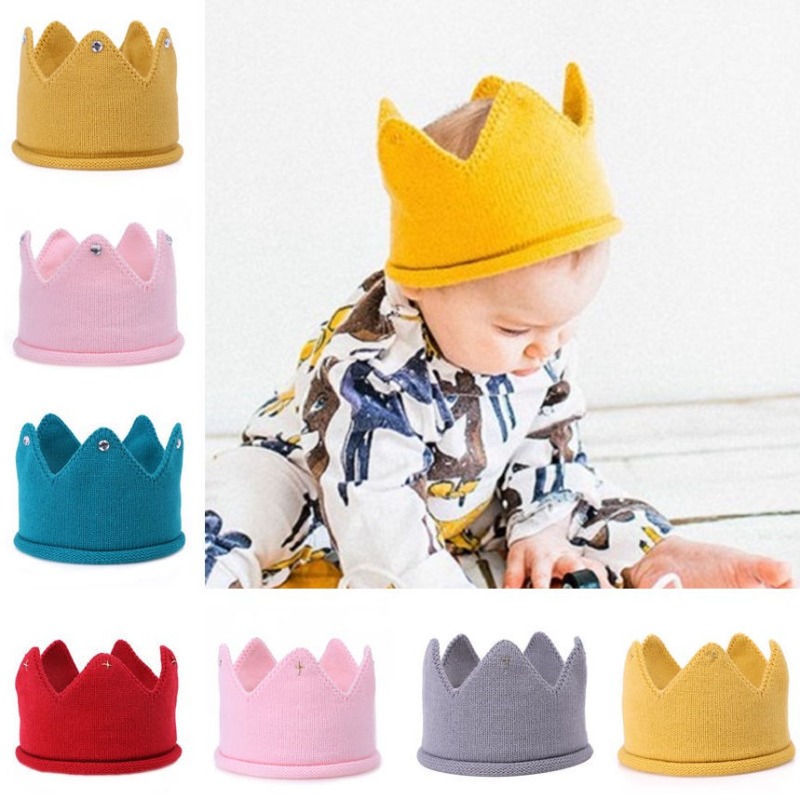 Baby Hat Beanie - Knitted Crown Baby Headband Hat Autumn
