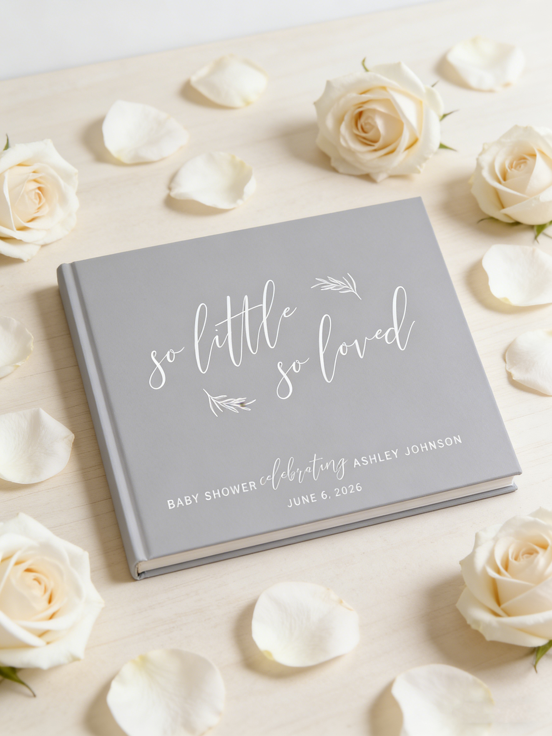 Grey Baby Shower Guest Book “S - Baby Clothing Keepsake recensione e prezzo