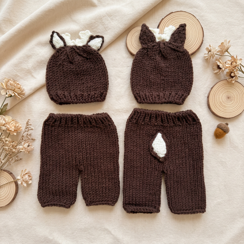 2Pcs Newborn Fawn Outfit Photo - Baby Hat Beanie recensione e prezzo