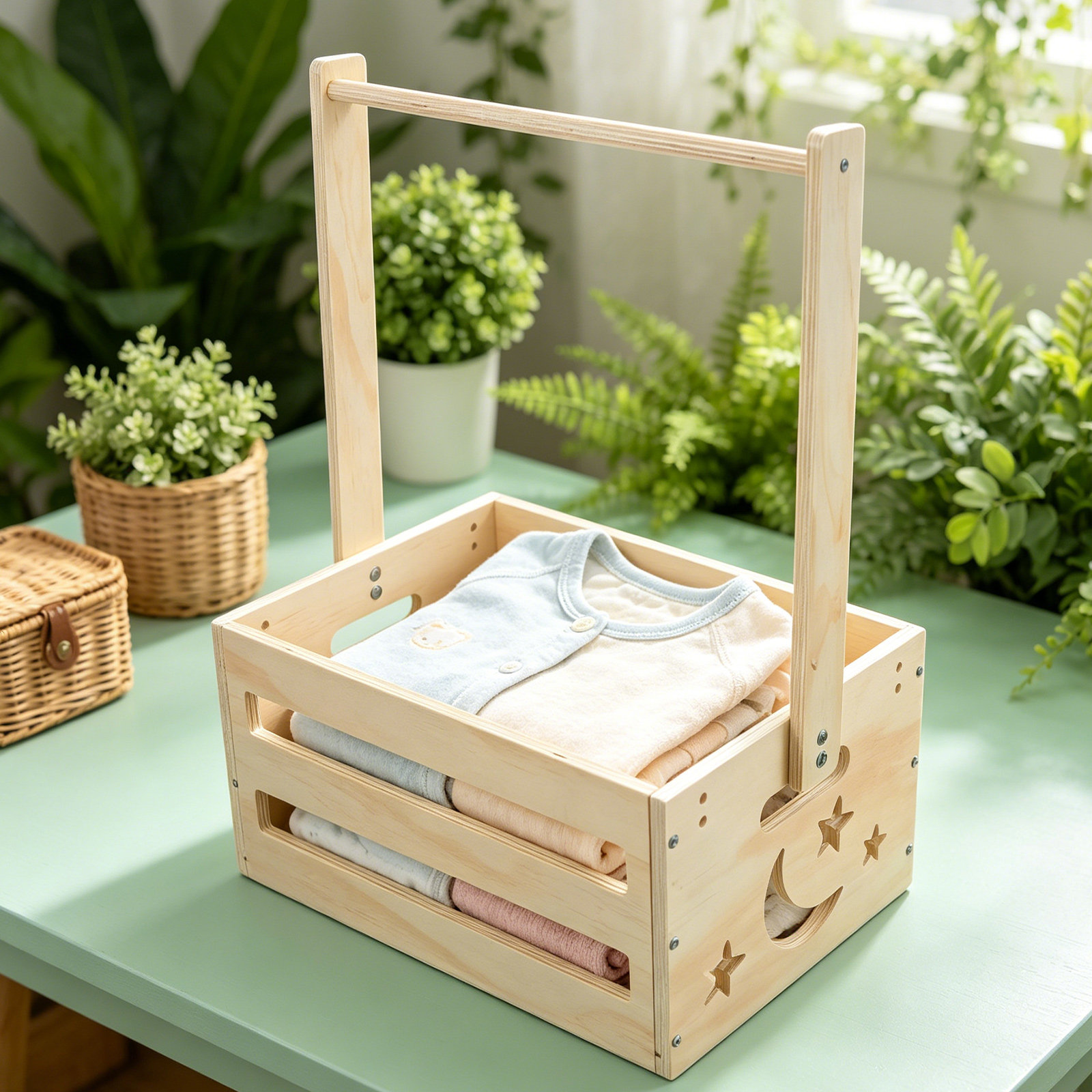 Portable Wood Laundry Hamper B - Baby Clothing Keepsake recensione e prezzo